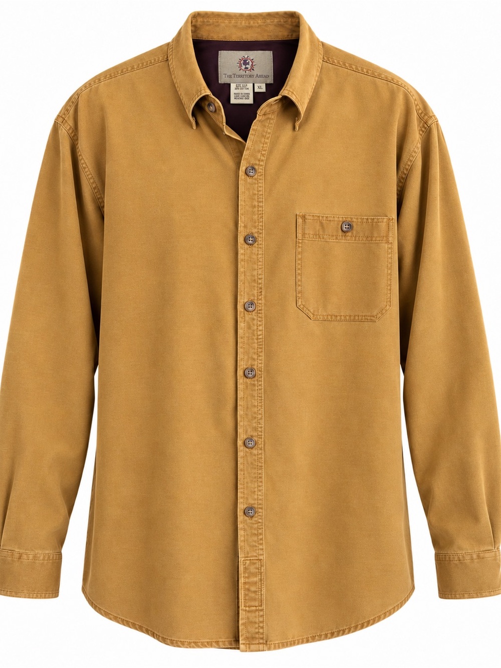 90s Vintage The Territory Ahead Silk Cotton Button Down Shirt Tan XL